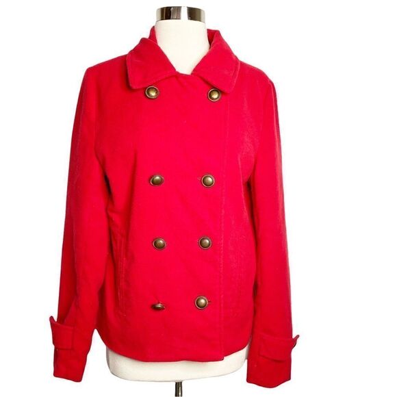 Jack by BB Dakota Red Pea Coat - Picture 1 of 8